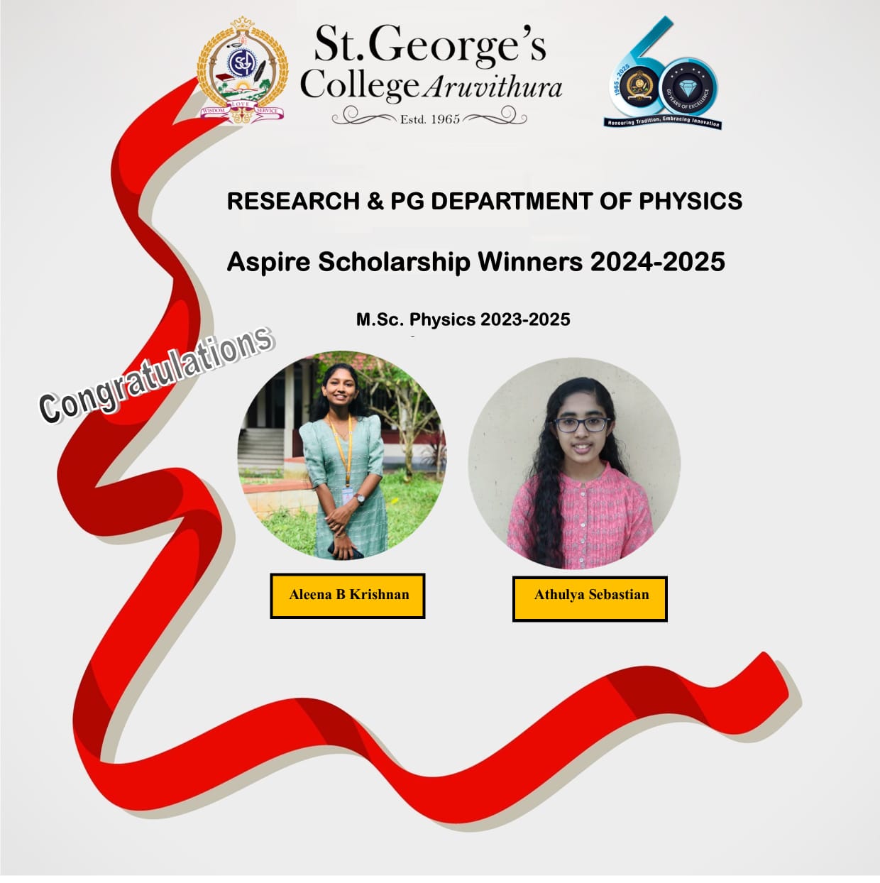 ASPIRE -  Research Scholarship Winners : Department of Physics